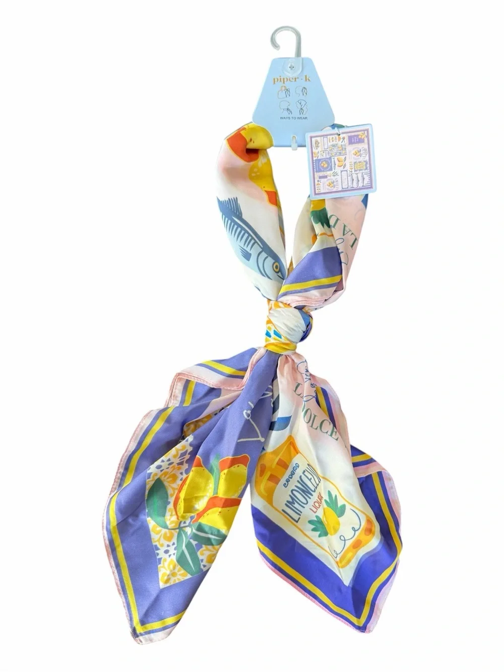 PIPER K La Dolce Vita Scarf Italy Amalfi Lemons Limoncello Summer Bag